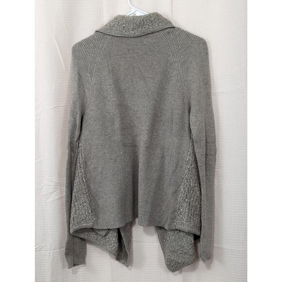 NWOT! ANN TAYLOR LOFT! WOOL BLEND NUBBY FINISH BEIGE OPEN CARDI SWEATER! SZ M - Picture 6 of 7